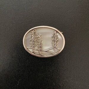 Vintage JEZ Jezlaine tree mother of pearl brooch